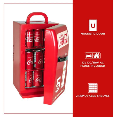 Coca-Cola 18 Can Retro Mini Fridge 12V DC 110V AC Cooler 5.4L (5.7 Qt) | Fridge.com