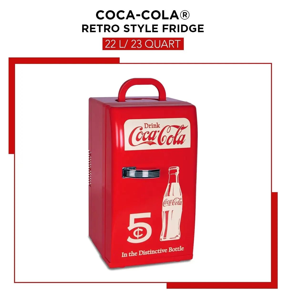 Coca-Cola Retro 18 Can Mini Fridge Portable Cooler 23QT Refrigerator 2 Shelves | Fridge.com