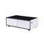 Coffee Table Fridge 27 In. 25 Cu. Ft. Retro Mini Refrigerator in White+Black, Bluetooth Speaker, Wireless Charging | Fridge.com