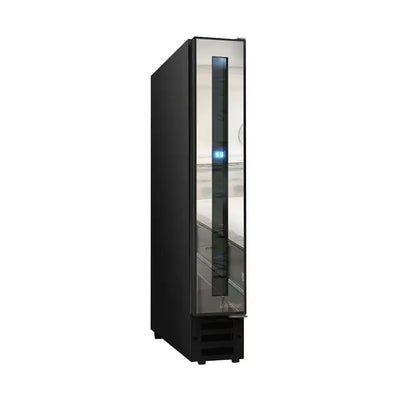 Compact Single-Zone Mirrored 7-Bottle Capacity Free Standing Wine Cooler in Black | Fridge.com