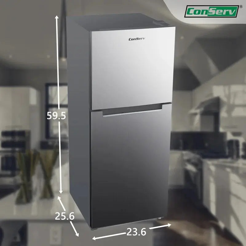 Conserv 10Cf Top Freezer Refrigerator 24In Frost Free E-Star Quiet 43Db 110V SS | Fridge.com