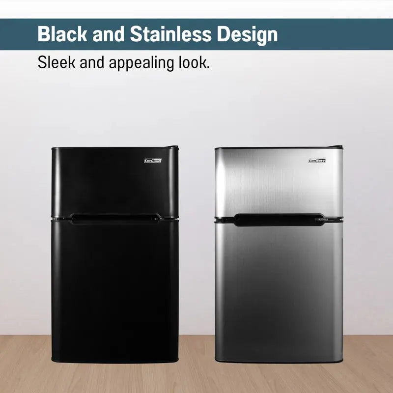 Conserv 19" STAINLESS Compact 2 Door Mini Refrigerator 3Cf Reversible Door 110V | Fridge.com