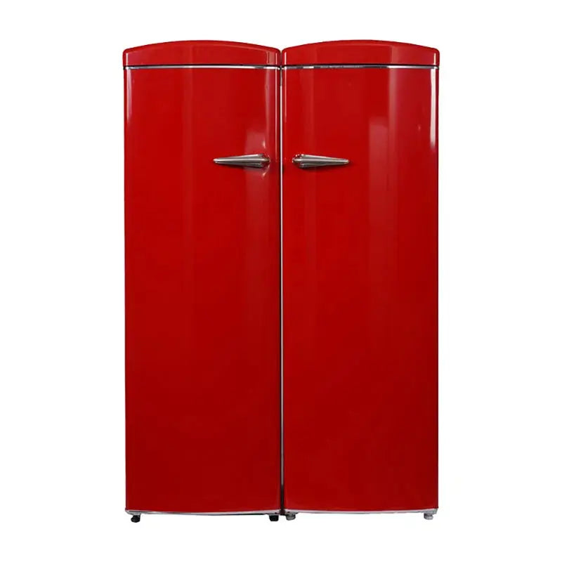 Conserv 8.3 Cu. Ft. Red Classic Retro Upright Freezer - 11 Cu. Ft. Classic Retro Refrigerator Set | Fridge.com