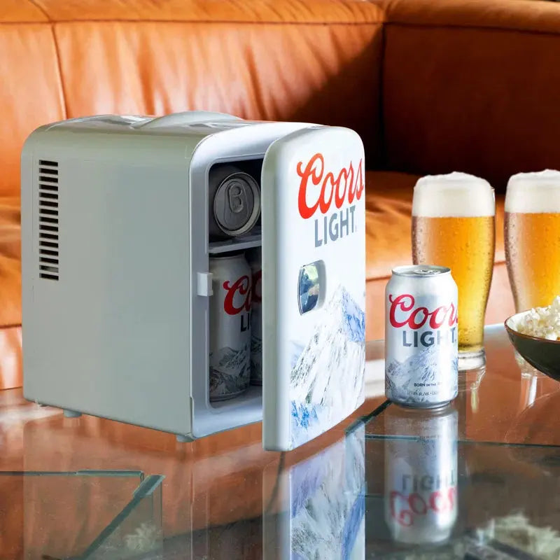 Coors Light 4 L Mini Fridge, 6 Can Portable Thermoelectric Cooler, Gray | Fridge.com