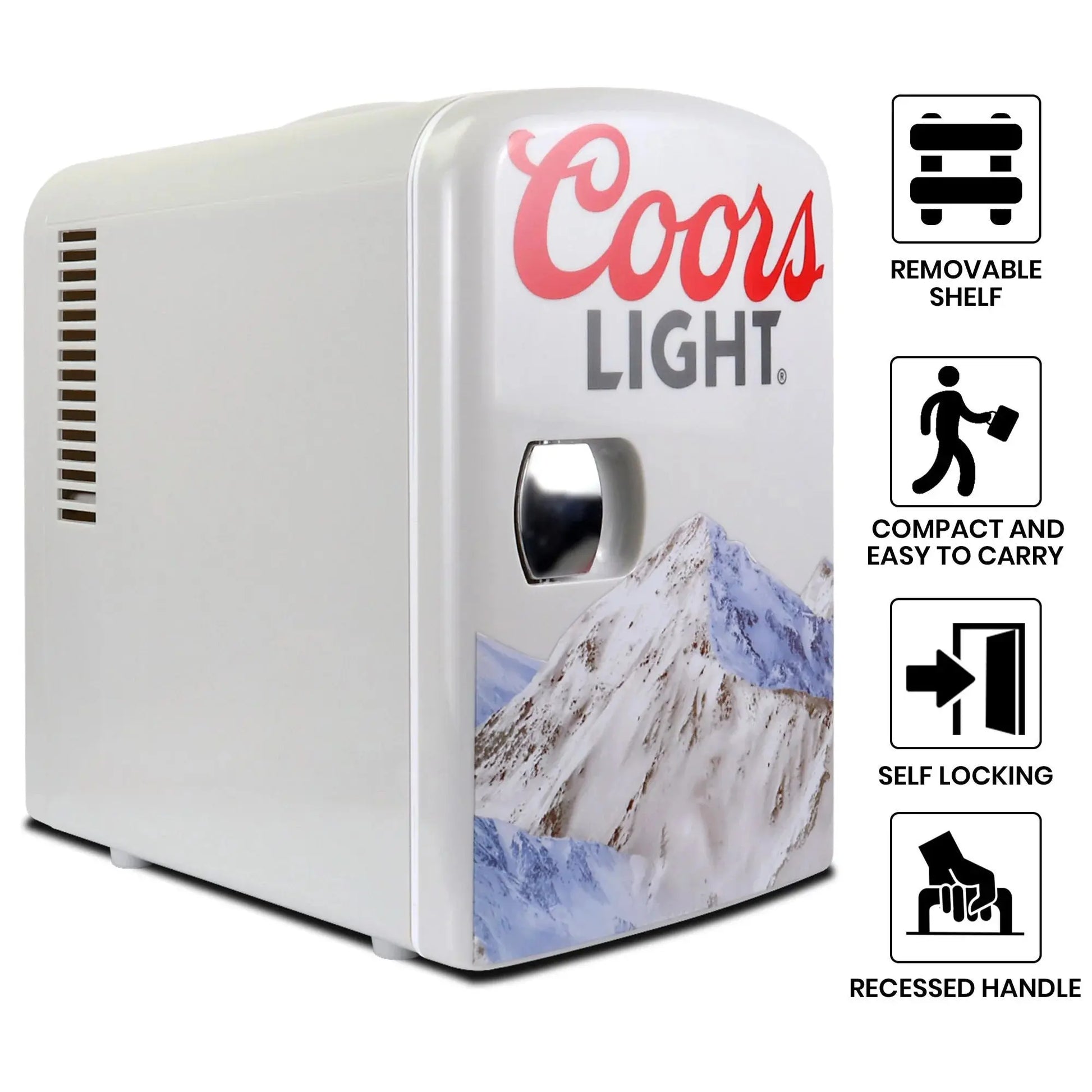 Coors Light 6 Can Mini Fridge 4L Mini Electric Cooler Travel Compact Portable 12V Car Cooler Gray | Fridge.com