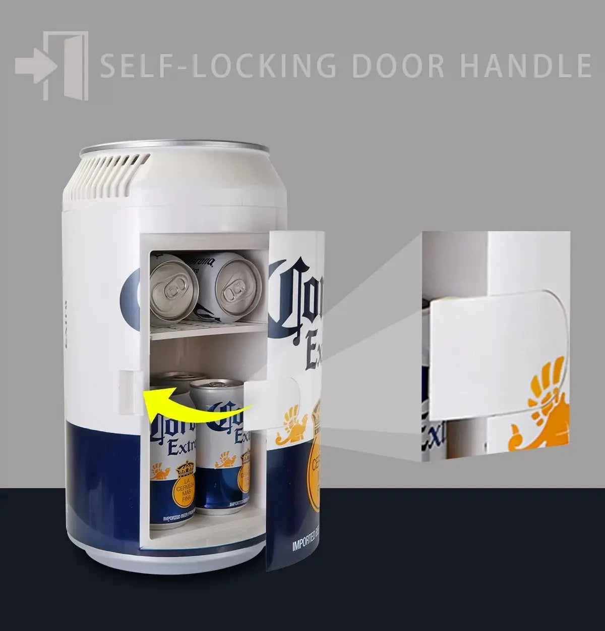 Corona 8 Can Portable Mini Fridge Beer Can Shaped Personal Cooler Travel Fridge White | Fridge.com