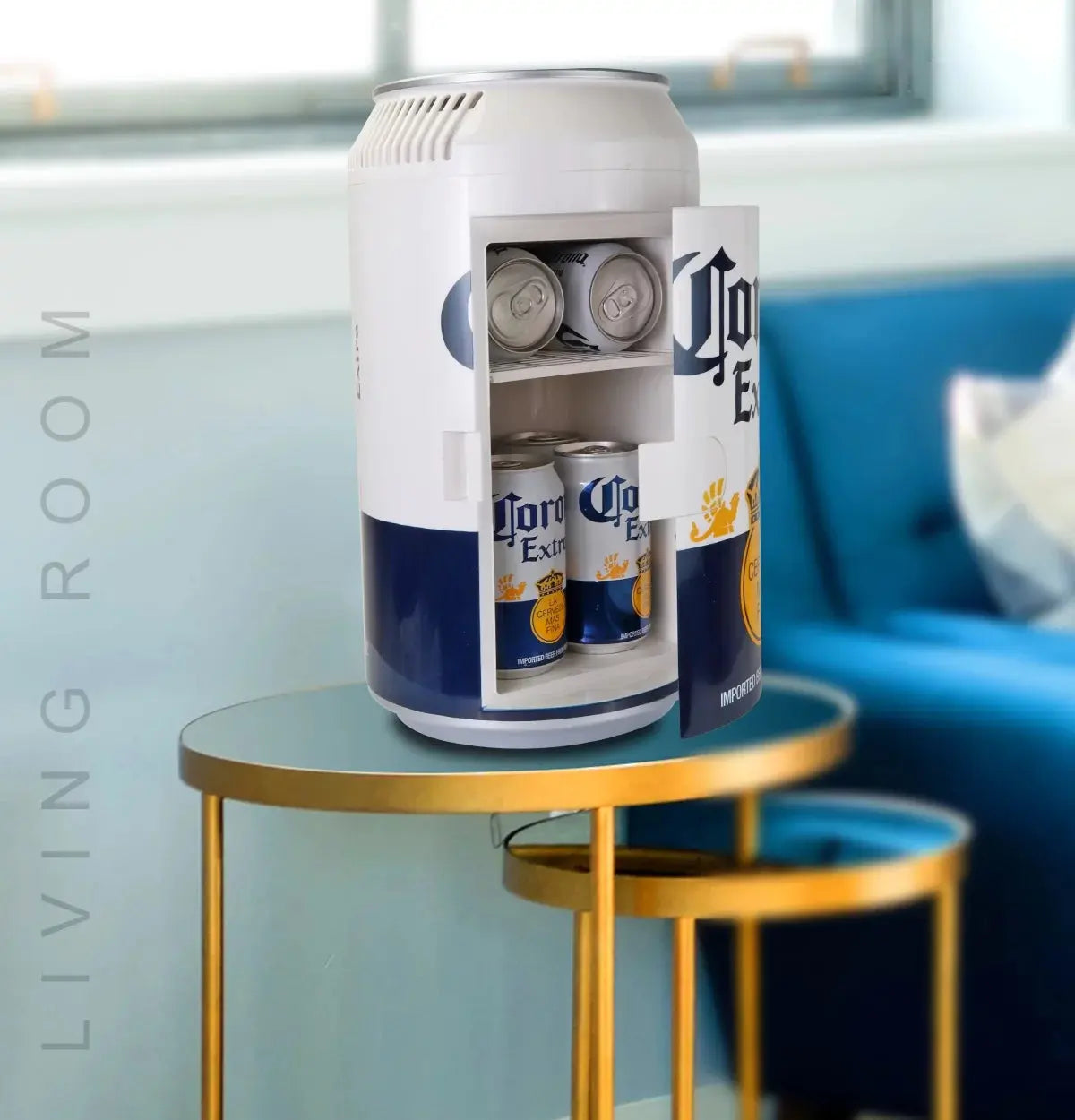 Corona 8 Can Portable Mini Fridge Beer Can Shaped Personal Cooler Travel Fridge White | Fridge.com