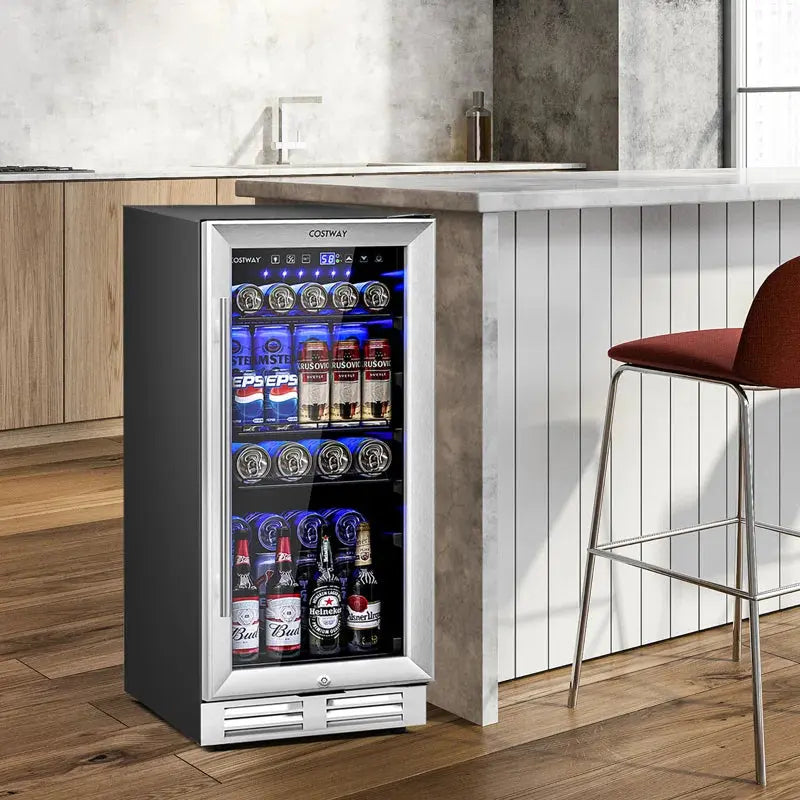 Costway 100 Cans (12 Oz.) Built-In Beverage Refrigerator with Wine Storage | Fridge.com