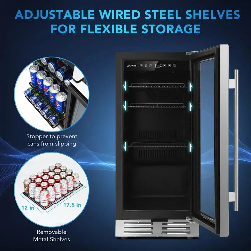 Costway 100 Cans (12 Oz.) Built-In Beverage Refrigerator with Wine Storage | Fridge.com