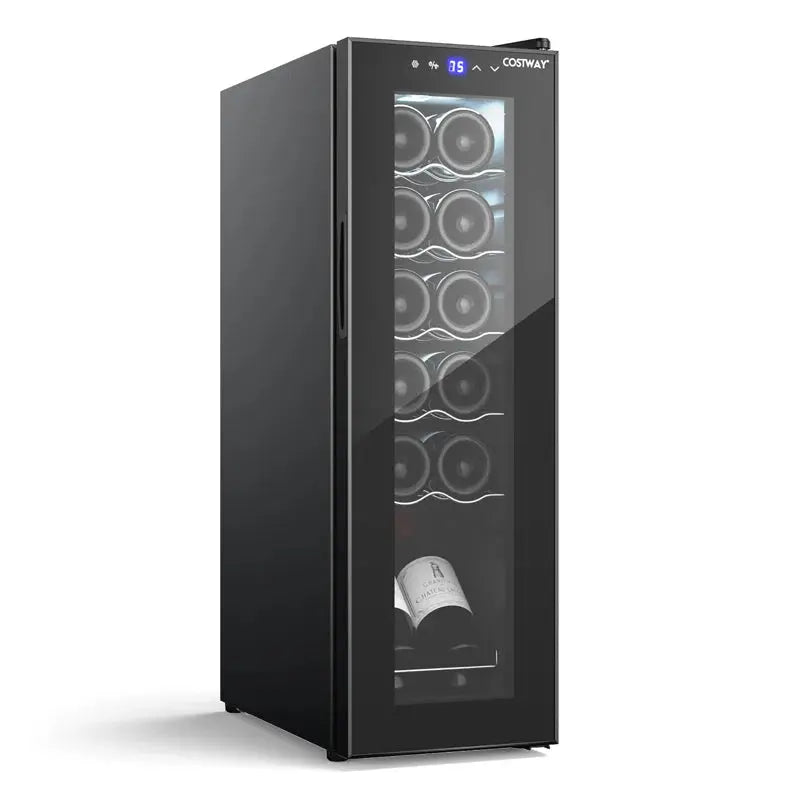 Costway 10'' 12 Bottle Single Zone Freestanding Wine Refrigerator | Fridge.com