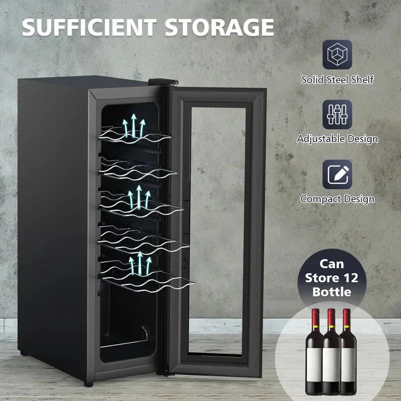 Costway 10'' 12 Bottle Single Zone Freestanding Wine Refrigerator | Fridge.com