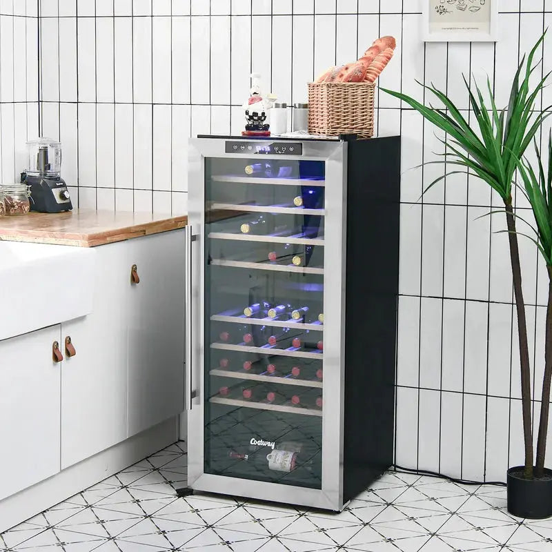 Costway 20'' 43 Bottle Dual Zone Freestanding Wine Refrigerator | Fridge.com