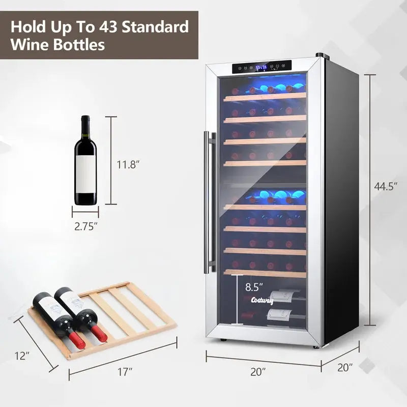 Costway 20'' 43 Bottle Dual Zone Freestanding Wine Refrigerator | Fridge.com