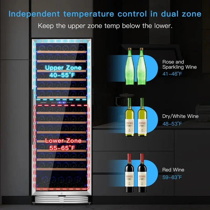 Costway 23.5'' 154 Bottle Dual Zone Freestanding Wine Refrigerator | Fridge.com