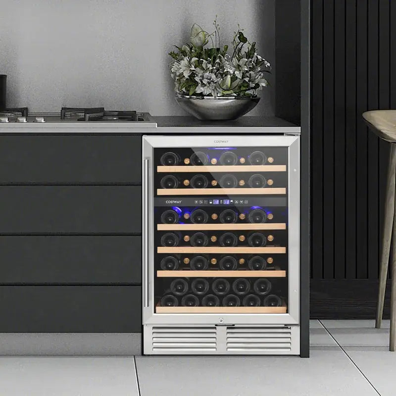 Costway 24'' 51 Bottle Dual Zone Freestanding Wine Refrigerator | Fridge.com