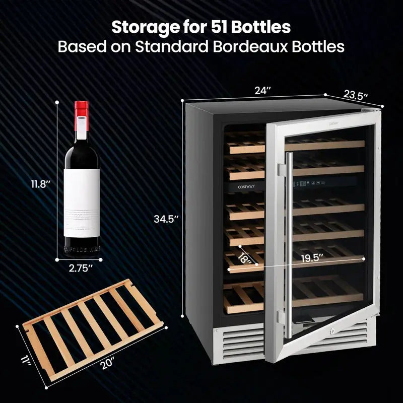 Costway 24'' 51 Bottle Dual Zone Freestanding Wine Refrigerator | Fridge.com