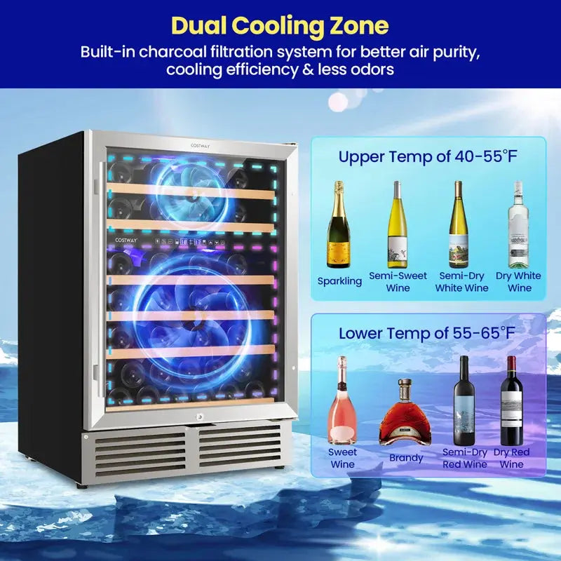 Costway 24'' 51 Bottle Dual Zone Freestanding Wine Refrigerator | Fridge.com