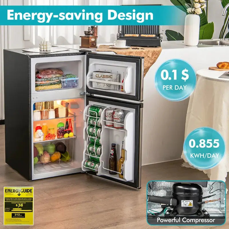 Costway 3.2 Cubic Feet Freestanding Mini Fridge with Freezer | Fridge.com