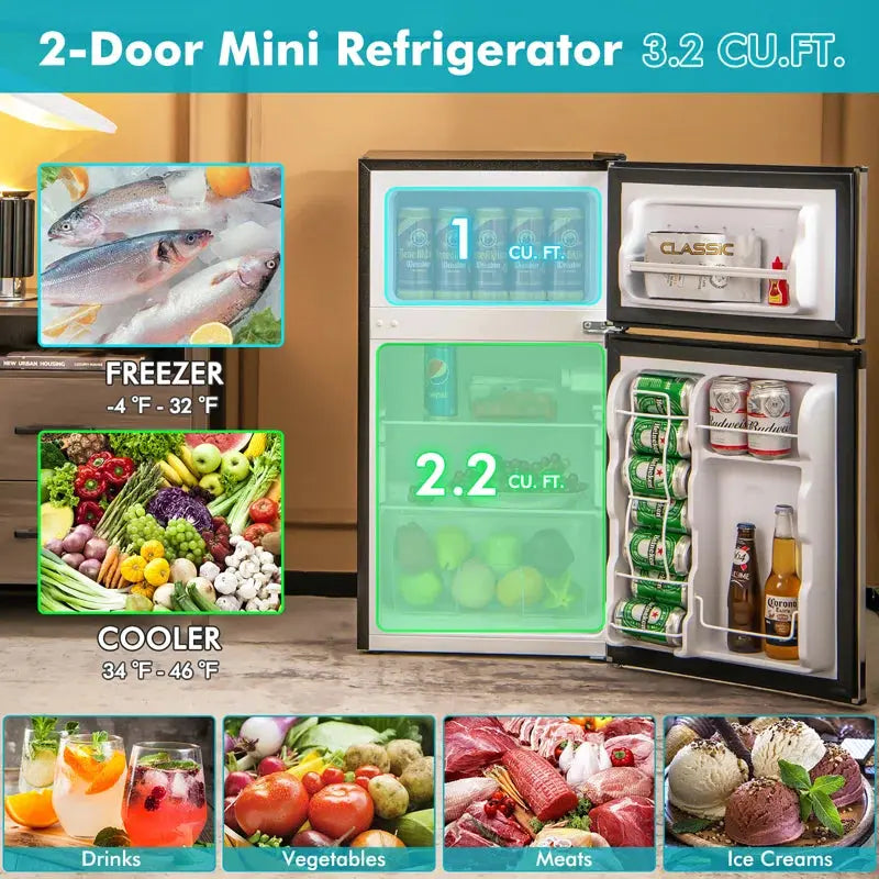 Costway 3.2 Cubic Feet Freestanding Mini Fridge with Freezer | Fridge.com