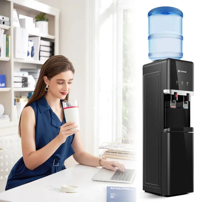 Cosvalve Black Free Standing Top Loading Electric Water Dispenser | Fridge.com