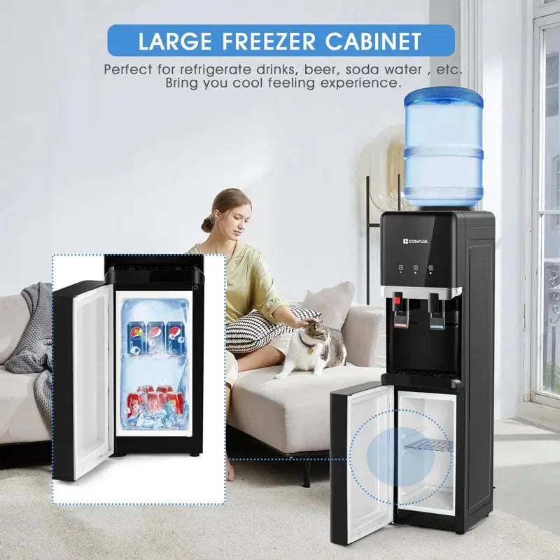 Cosvalve Black Free Standing Top Loading Electric Water Dispenser | Fridge.com