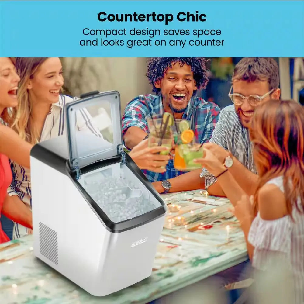 Countertop Nugget Ice Machine, Waterline Compatible, Creates Batch of Ice in 20 Min, Holds 3 Lb. of Ice | Fridge.com