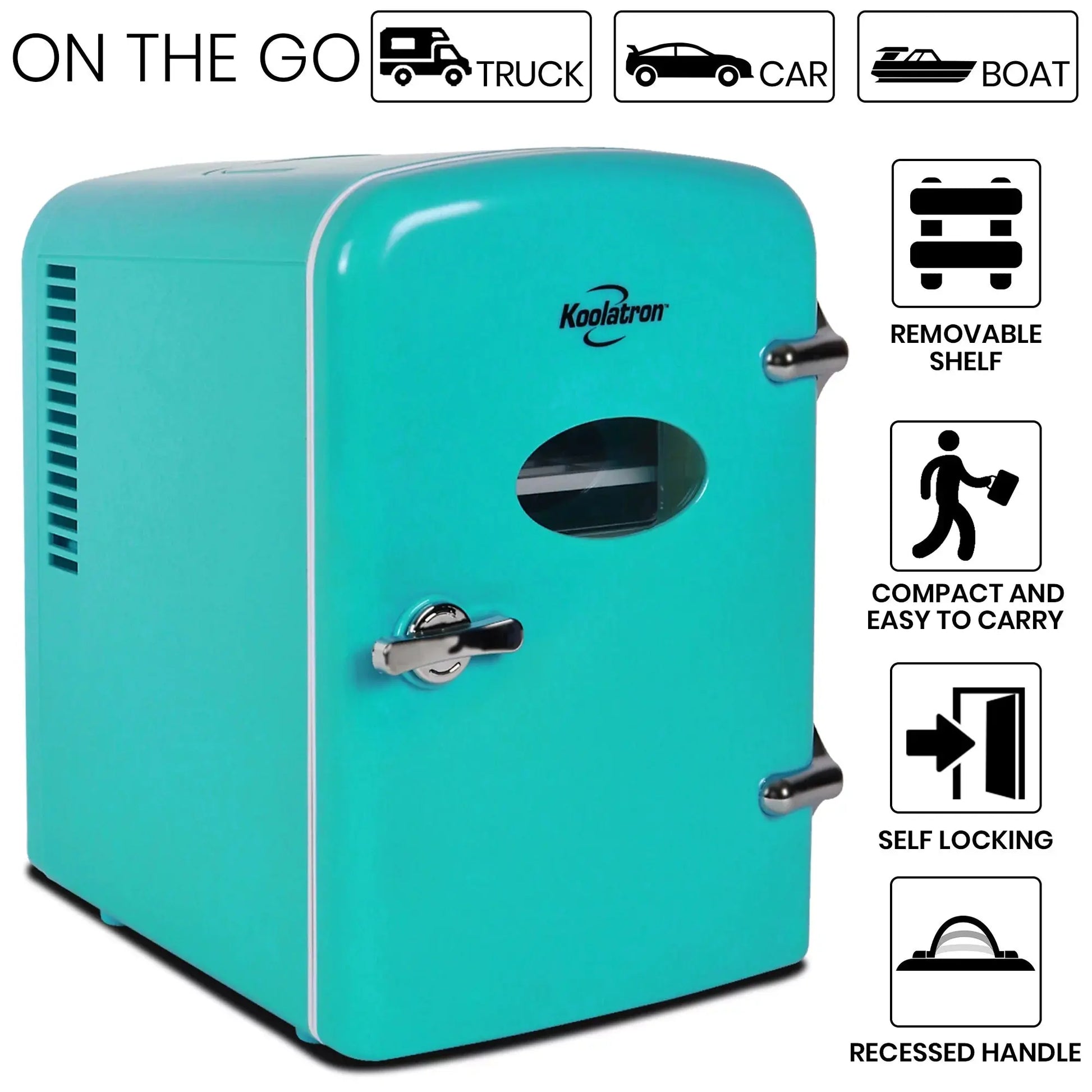 Koolatron 6 Can AC/DC Retro Mini Cooler Personal Mini Fridge Refrigerator, Pink | Fridge.com