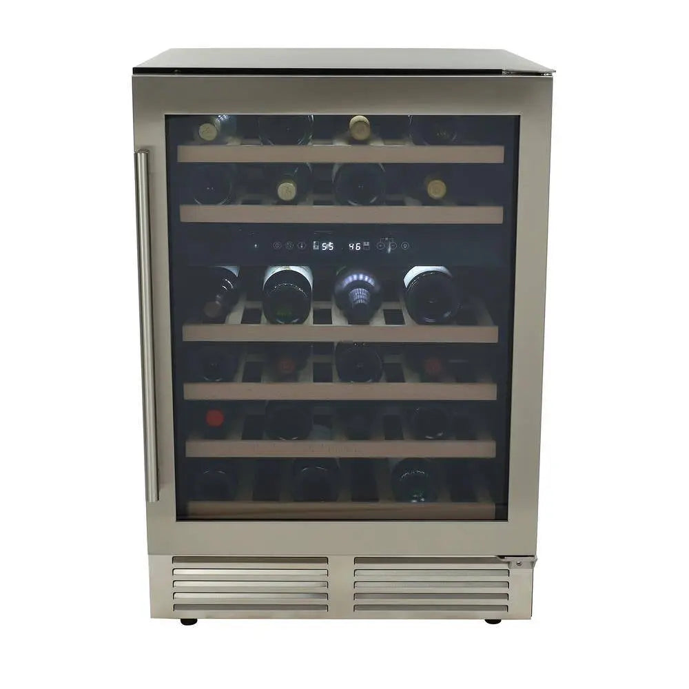 DESIGNER Series Dual-Zone Wine Cooler, 46 Bottle Capacity, in Stainless Steel | Fridge.com