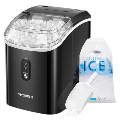 10.7 In. 33 Lb./Day Chewable Nugget Ice Countertop Portable Ice Maker in Black | Fridge.com