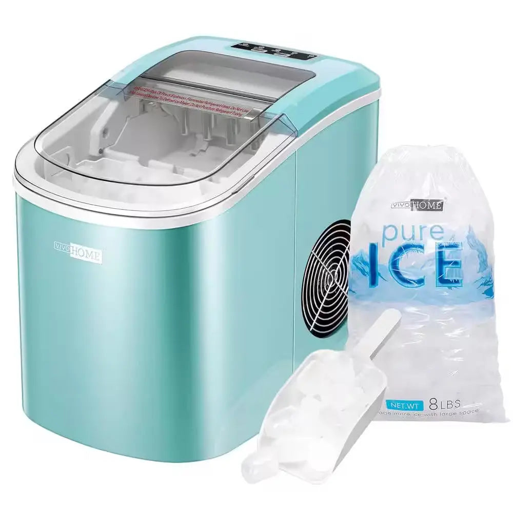 27Lbs/Day Electric Portable Ice Cube Maker with Hand Scoop and Self Cleaning Function in Sliver | Fridge.com