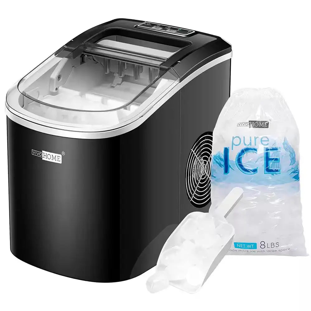 27Lbs/Day Electric Portable Ice Cube Maker with Hand Scoop and Self Cleaning Function in Sliver | Fridge.com