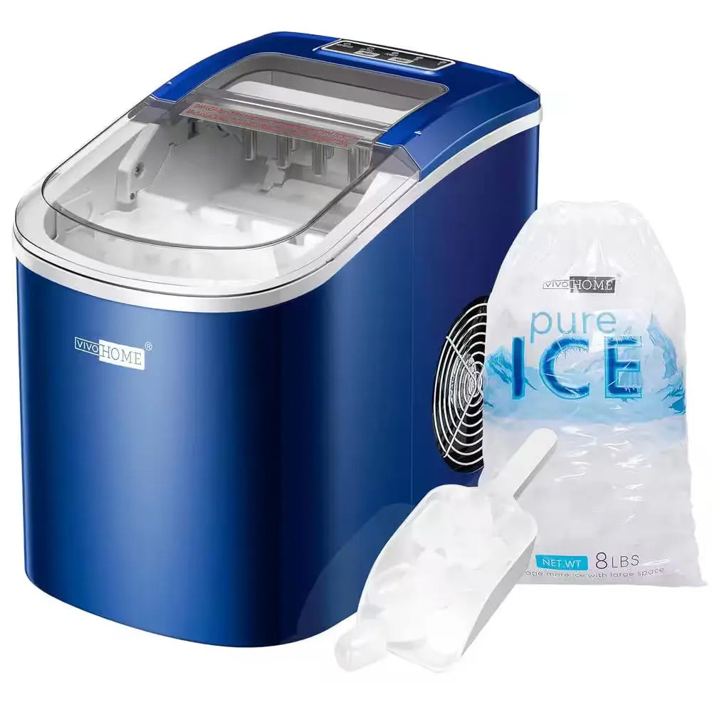 27Lbs/Day Electric Portable Ice Cube Maker with Hand Scoop and Self Cleaning Function in Sliver | Fridge.com