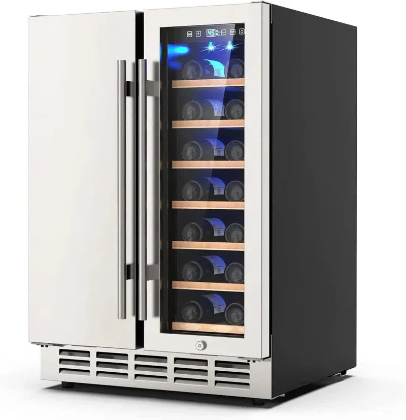 Domccy® 23.4'' 20 Bottle and 57 Can Dual Zone Wine & Beverage Refrigerator | Fridge.com