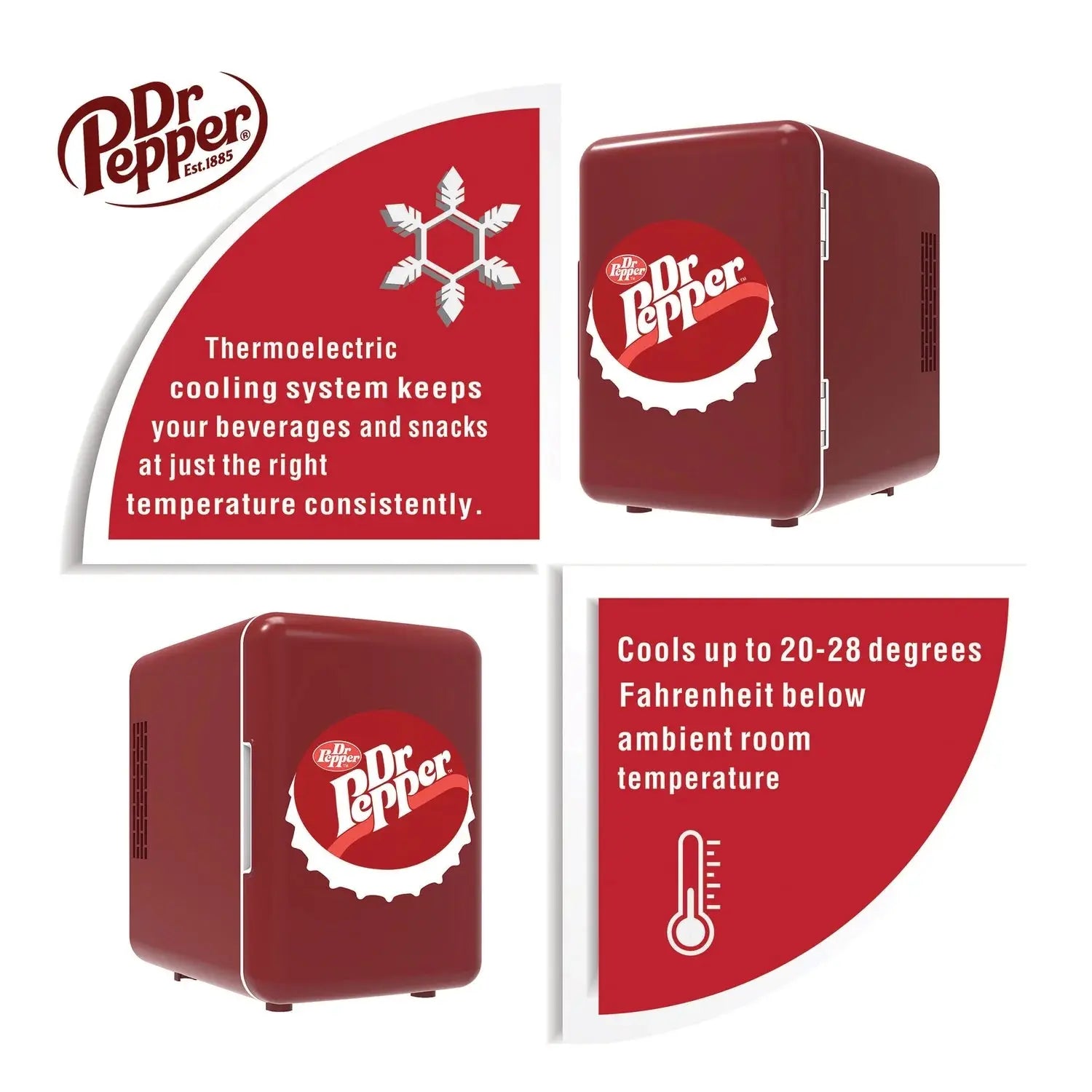 Dr. Pepper 6-Can Portable Mini Fridge, MIS153DRP, Red | Fridge.com