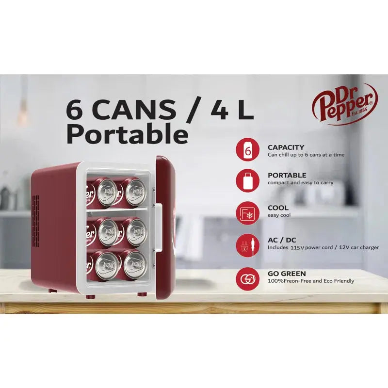 Dr. Pepper 6 Cans (12 Oz.) 0.14 Beverage Refrigerator | Fridge.com