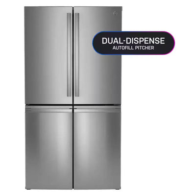 Profile 28 Cu. Ft Quad Door Bottom Freezer Refrigerator Fingerprint Resistant Stainless W/Dual-Dispense Autofill Pitcher | Fridge.com