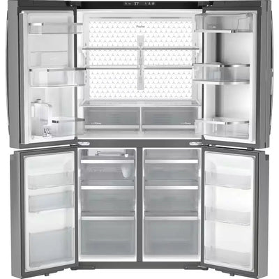 Profile 28 Cu. Ft Quad Door Bottom Freezer Refrigerator Fingerprint Resistant Stainless W/Dual-Dispense Autofill Pitcher | Fridge.com