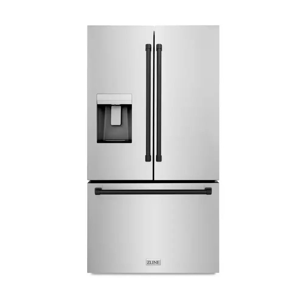 36 In. 3-Door French Door Refrigerator W/ Dual Ice Maker in Fingerprint Resistant Stainless & Square Champagne Bronze | Fridge.com