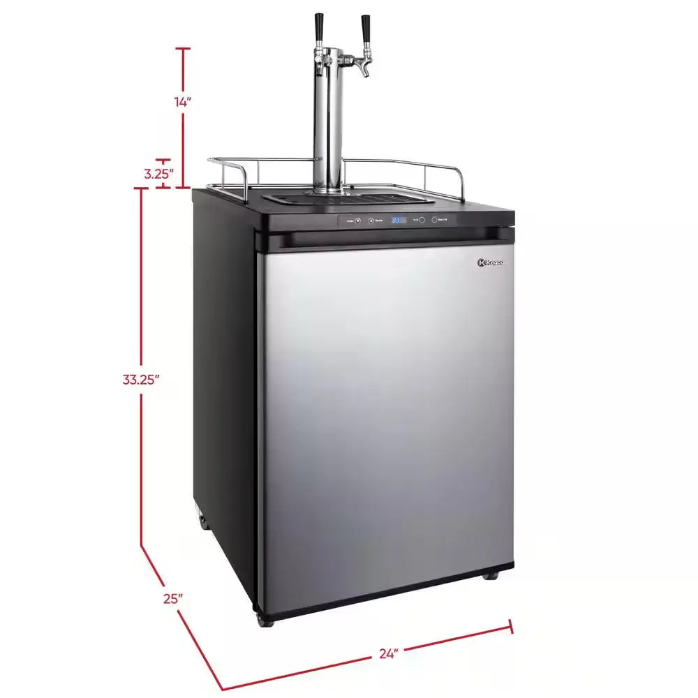 Dual Tap Stainless Steel Digital Kegerator | Fridge.com