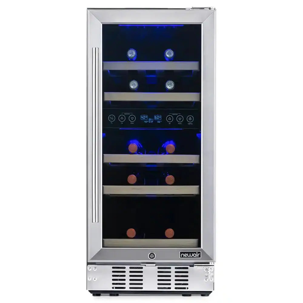 Dual Zone 15 In. 29-Bottle Built-In Wine Cooler Fridge with Recessed Kickplate and Quiet Operation in Stainless Steel | Fridge.com