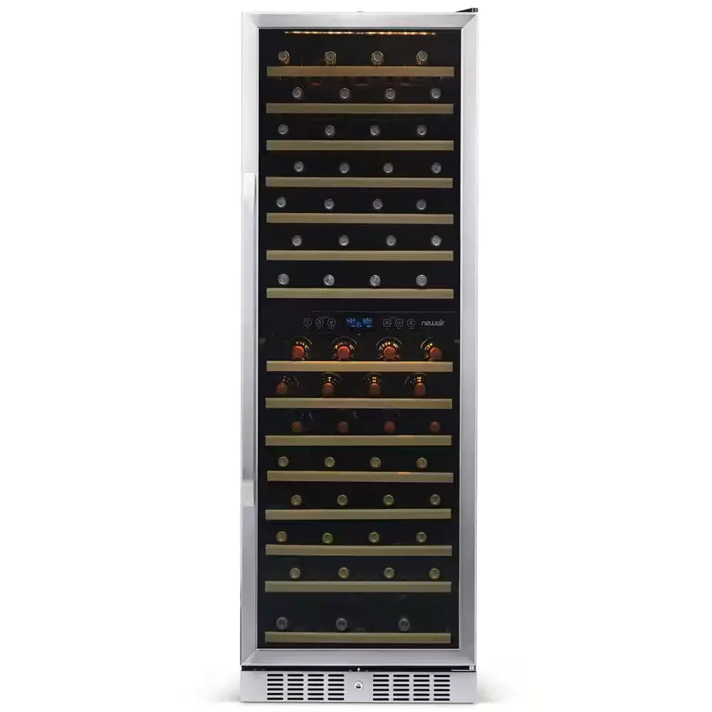 Dual Zone 160-Bottle Built-In Wine Cooler Fridge with Smooth Rolling Shelves and Quiet Operation - Stainless Steel | Fridge.com