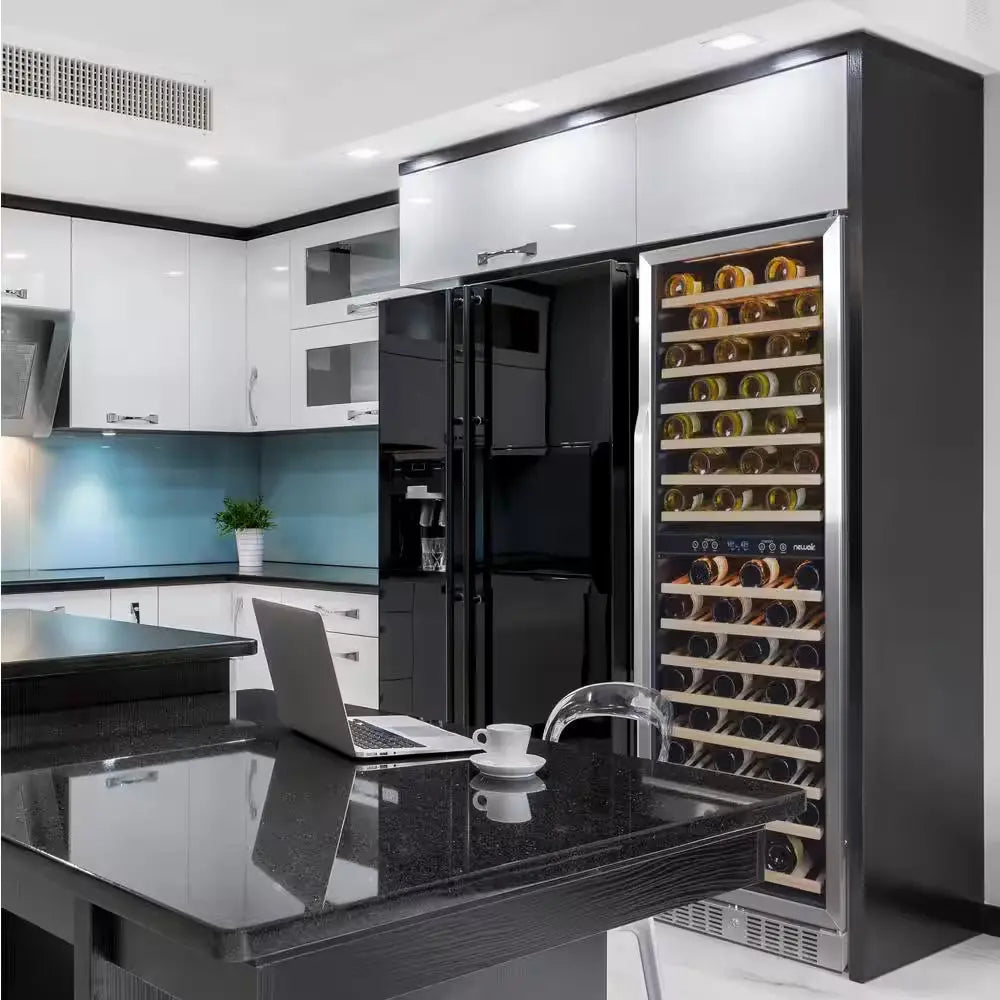 Dual Zone 160-Bottle Built-In Wine Cooler Fridge with Smooth Rolling Shelves and Quiet Operation - Stainless Steel | Fridge.com