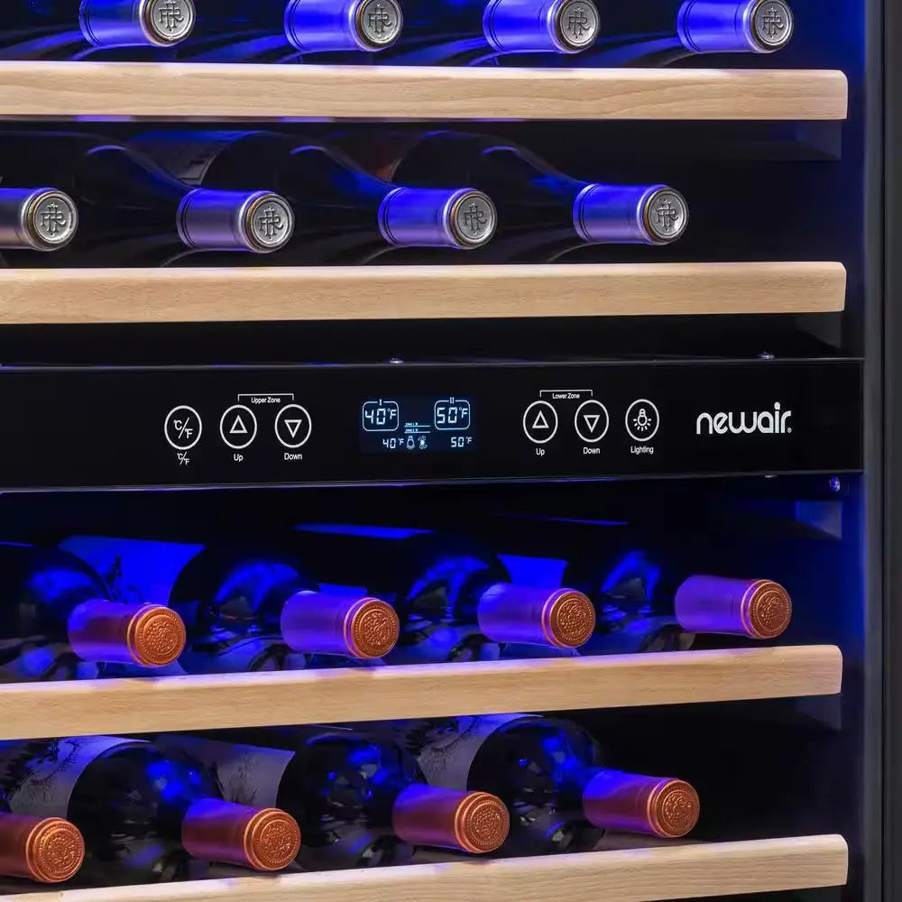 Dual Zone 24 In. 46-Bottle Built-In Wine Cooler Fridge with Recessed Kickplate Lock Reversible Door in Stainless Steel | Fridge.com