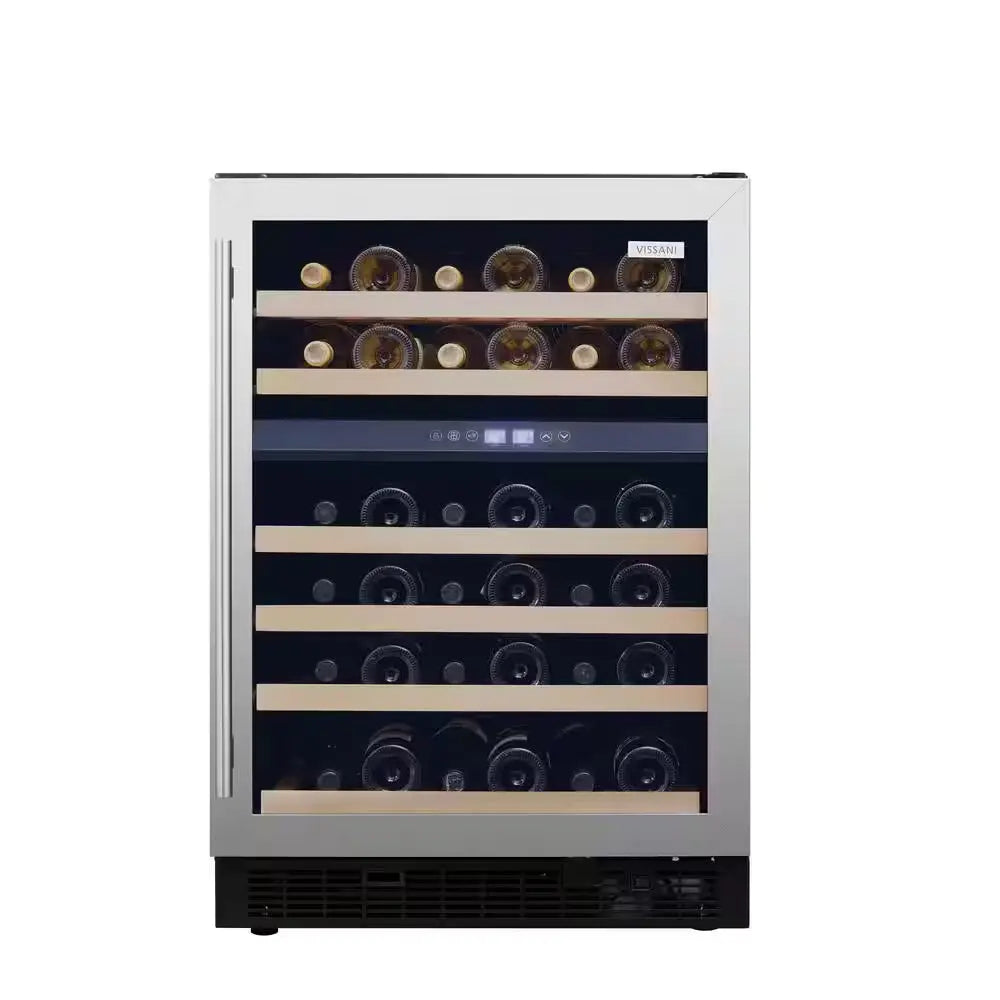 Dual Zone 24 In. Built-In 27-Bottle Wine and 60-Can Beverage Cooler in Stainless Steel | Fridge.com