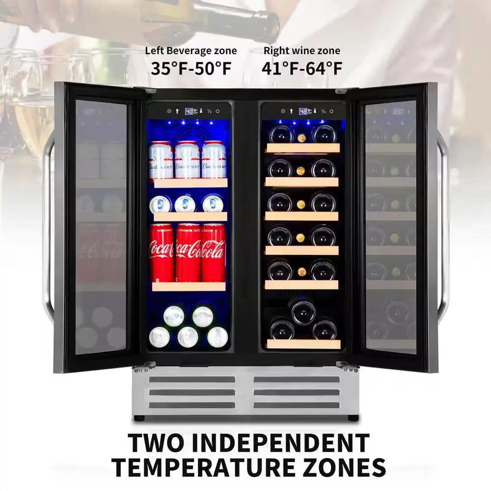 Dual Zone 24 In.18-Bottle Wine and 88-Can Built-In and Freestanding Beverage Cooler, Stainless Steel | Fridge.com