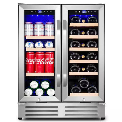 Dual Zone 24 In.18-Bottle Wine and 88-Can Built-In and Freestanding Beverage Cooler, Stainless Steel | Fridge.com