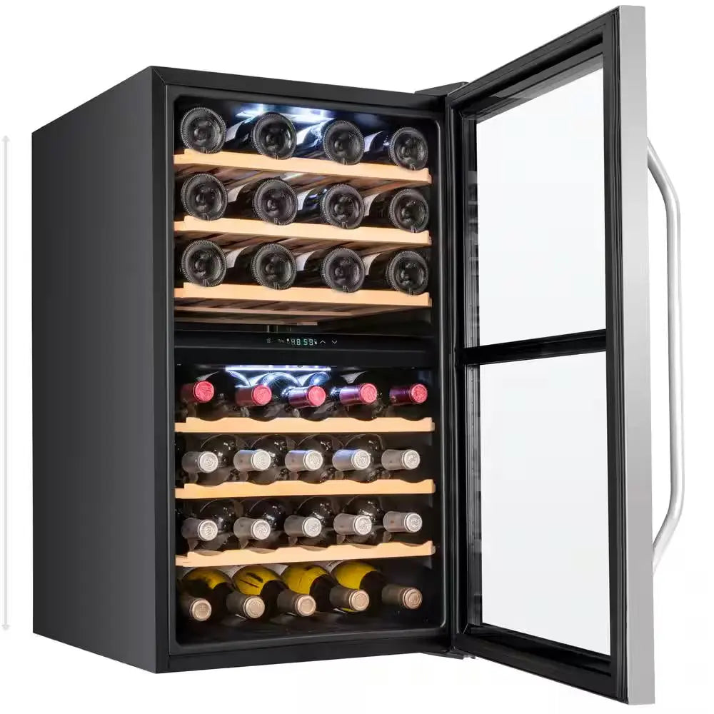 Dual Zone 43-Bottle Wine Cooler, Cellar Cooling Unit in Stainless Steel, Freestanding Wine Fridge with Lock | Fridge.com