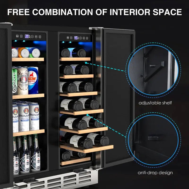 Dual Zone Wine Cooler Beverage Refrigerator, 24 Inch Wine Coolers Fridge Side by Side Refrigerator | Fridge.com