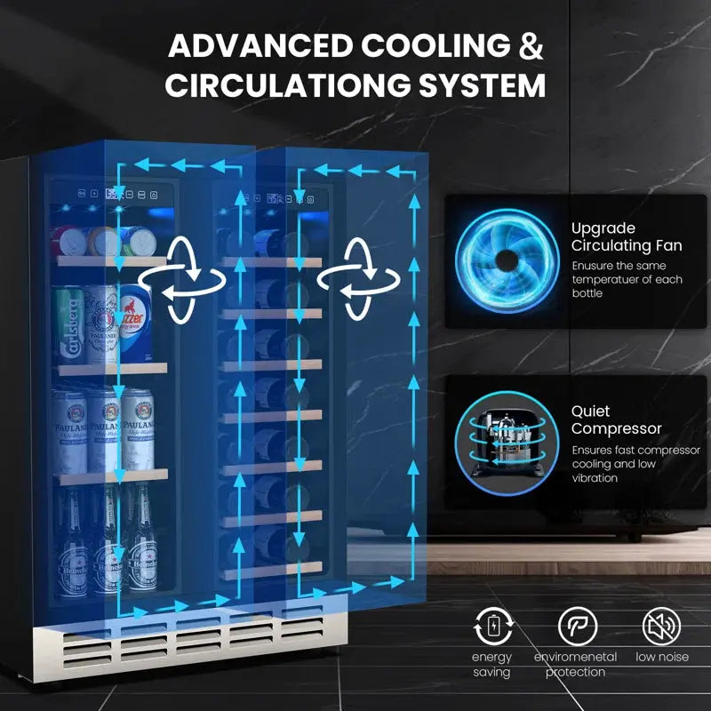 Dual Zone Wine Cooler Beverage Refrigerator, 24 Inch Wine Coolers Fridge Side by Side Refrigerator | Fridge.com