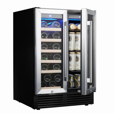 ESHOO 23.4'' 19 Bottle and 57 Can Dual Zone Wine & Beverage Refrigerator | Fridge.com